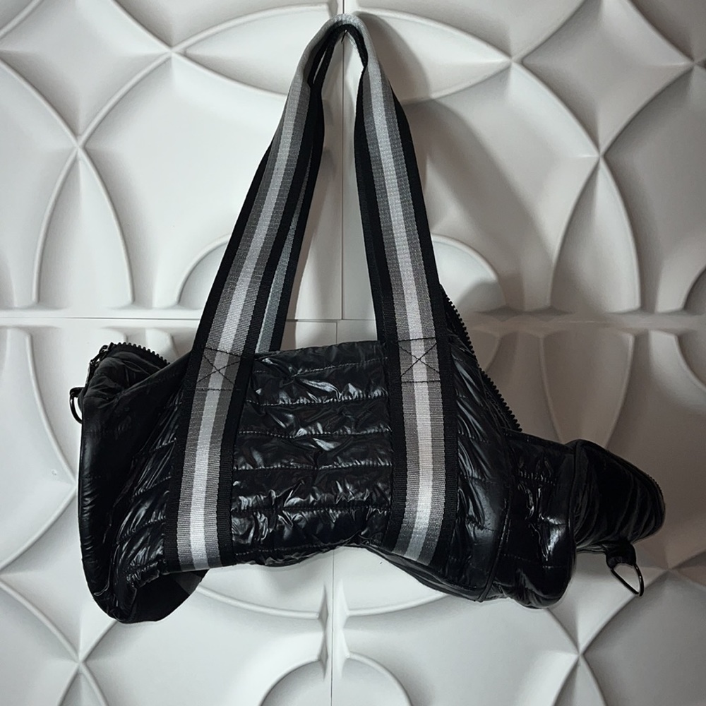 Think Royln Black Patent Duffle Bag